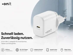 onit USB-Wandladegerät Single 1C 20 W GaN Weiss