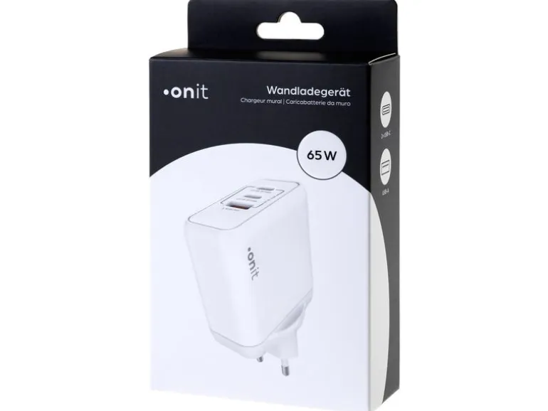 onit USB-Wandladegerät Triple 2C1A 65 W GaN Weiss