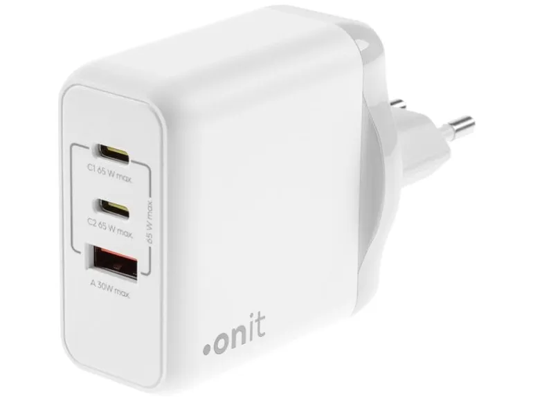 onit USB-Wandladegerät Triple 2C1A 65 W GaN Weiss