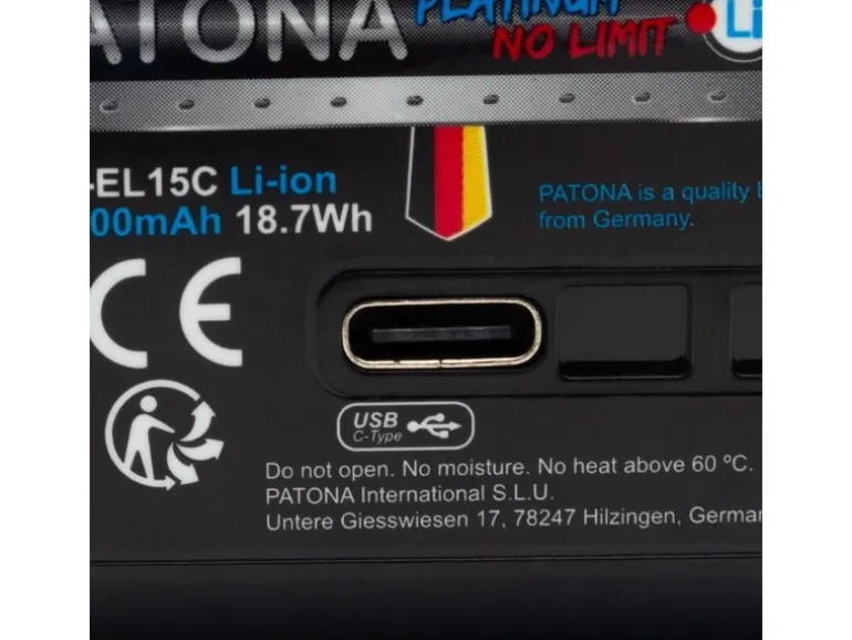 Patona Digitalkamera-Akku Platinum Nikon EN-EL15C mit USB-C