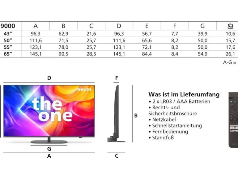 Philips TV 65PUS9000/12 The One 65" 4K QLED Ambilight TV, 2025