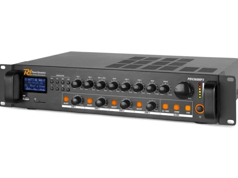 Power Dynamics Verstärker Pro PDV360MP3 4-Zonen Mischer