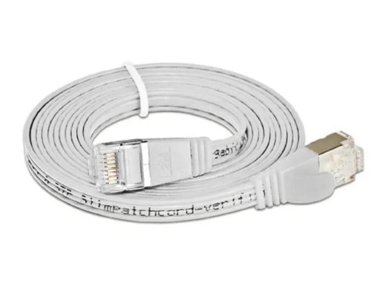 SLIM Slimpatchkabel RJ-45 - RJ-45, Cat 6, STP, 1 m, Weiss