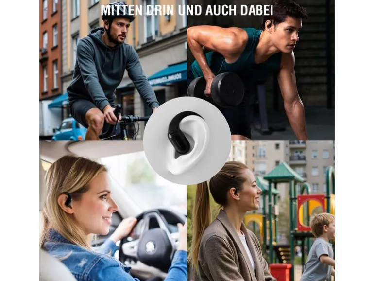 4smarts Open-Ear Bluetooth Kopfhörer SkyBuds AI Screen, Schwarz