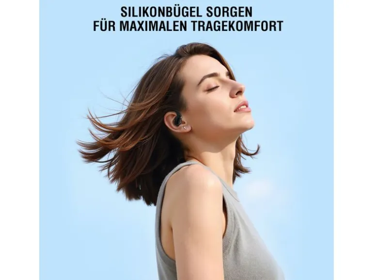 4smarts Open-Ear Bluetooth Kopfhörer SkyBuds AI Screen, Schwarz