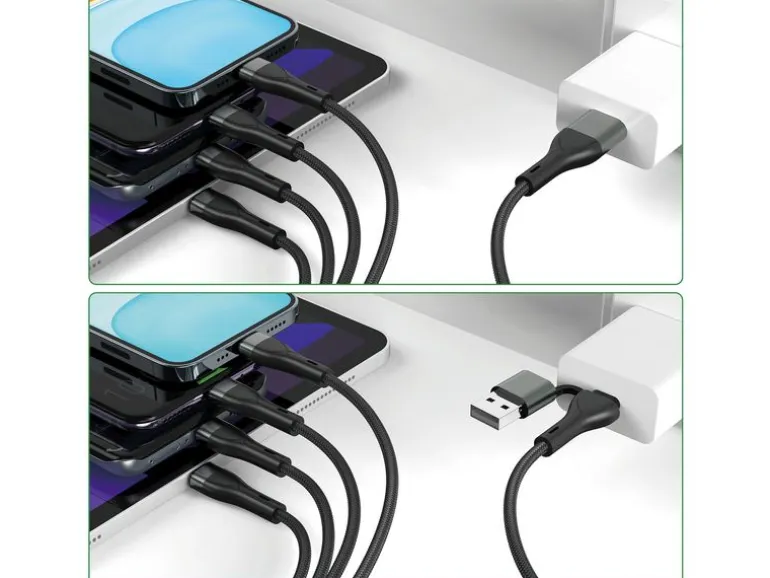 4smarts USB-C/A Multi-Ladekabel 4in2 1.2 m, Schwarz