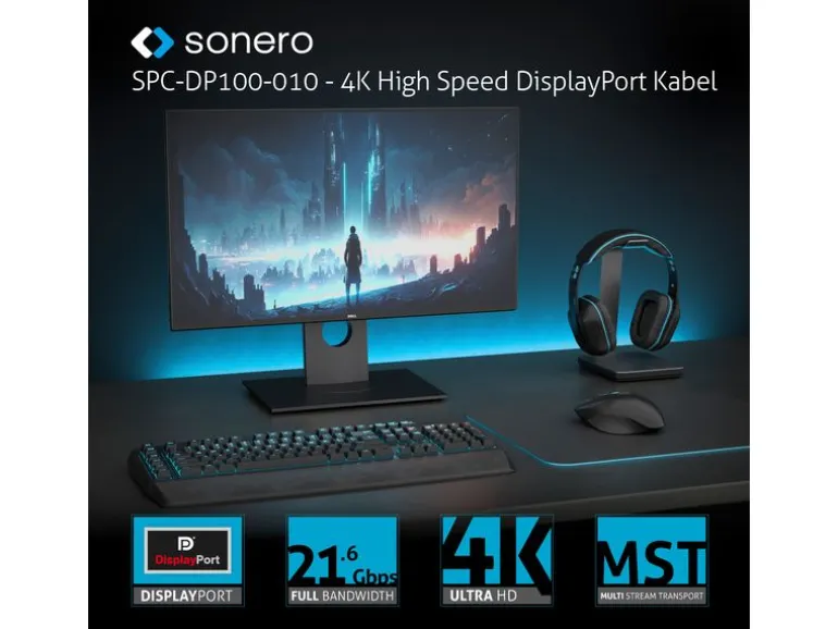 sonero Kabel DisplayPort - DisplayPort, 2 m