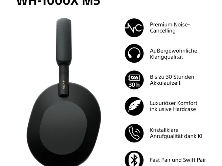 Sony Wireless Over-Ear-Kopfhörer WH-1000XM5 Schwarz