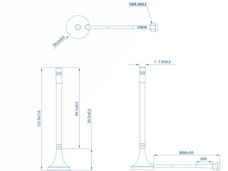 Teltonika LTE-Antenne SMA, 2dBi, 3m SMA 2 dBi Rundstrahl