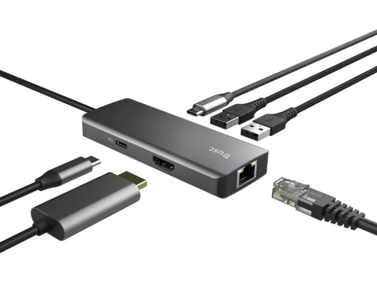 Trust Dockingstation 6-in-1 USB-C Multi-Port Adapter – Silver