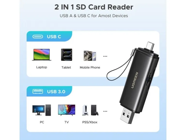 Ugreen Card Reader Extern Ugreen CM803 USB / USB-C, SD – microSD