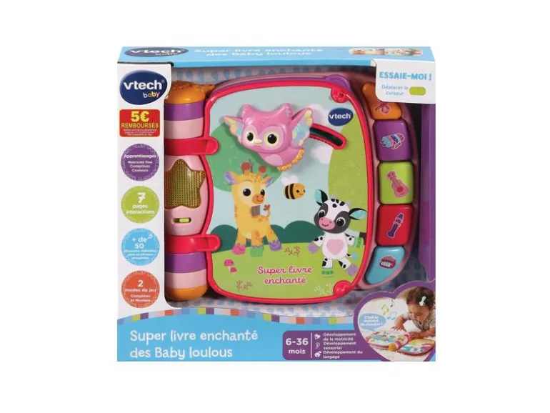 Vtech Super livre enchanté des Baby loulous rose -FR-